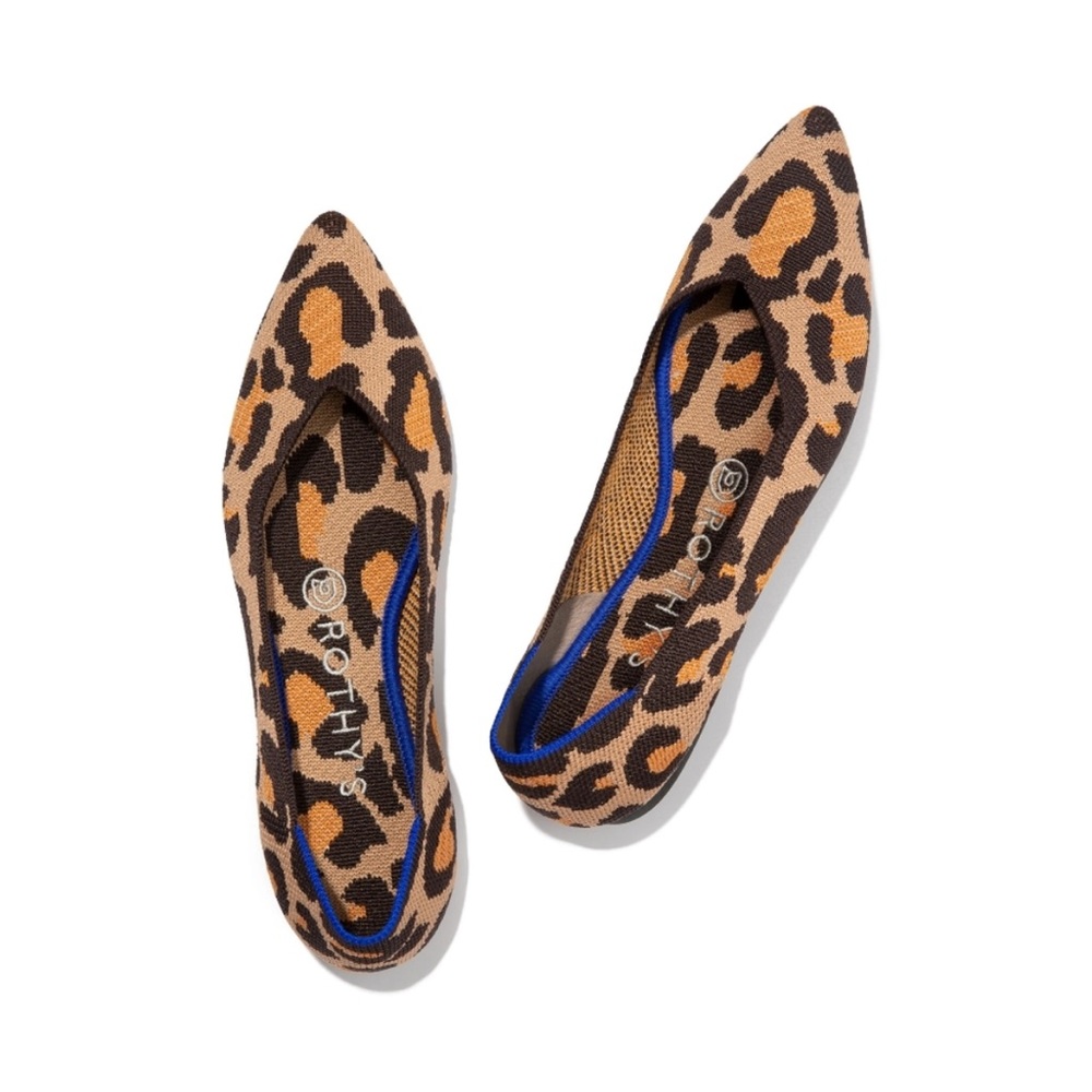 Rothy’s point flats leopard brown **never worn new**
